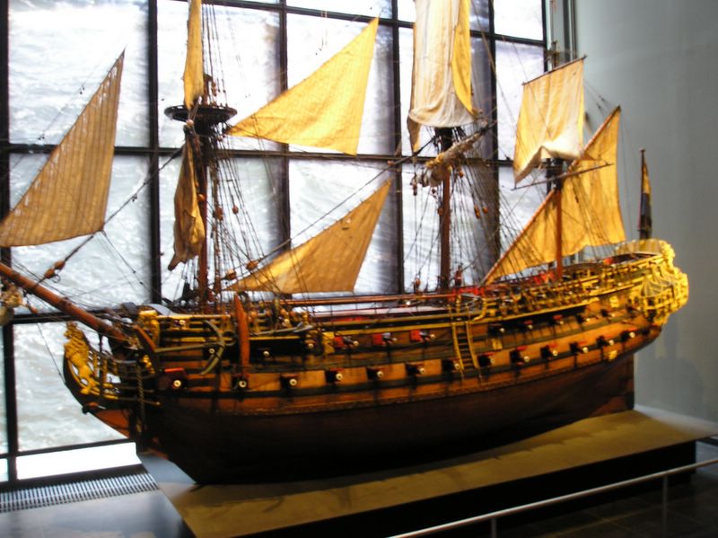 Boat model inside museum (large)