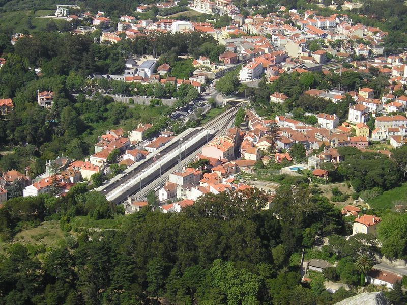 Sintra train station and village below (large)