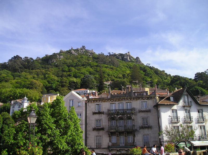 View from village of Sintra towards the hilltops (large)